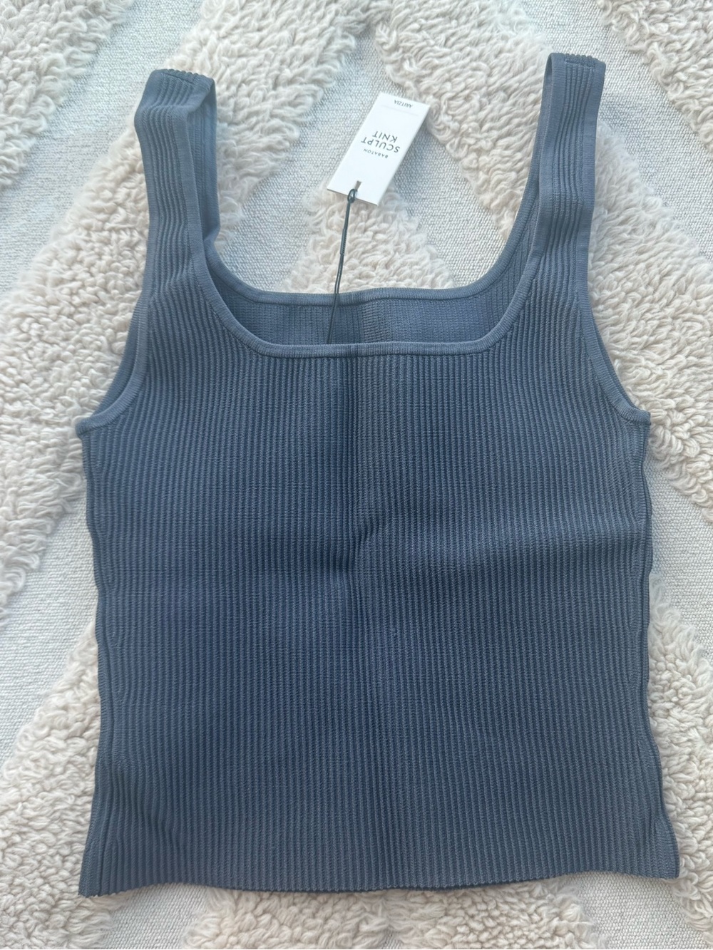 Babaton Ribbed Square-Neck Tank Top - Pewter